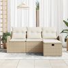 vidaXL Sofa Set mit Kissen 4 pcs Beige und Creme Poly-Rattan