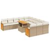 vidaXL 11-tlg. Garten-Sofagarnitur mit Kissen Beige Poly Rattan