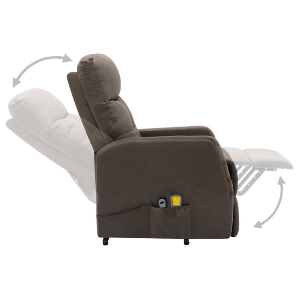 vidaXL Massagesessel mit Aufstehhilfe Taupe Stoff