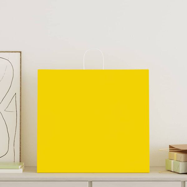 vidaXL Papiertragetaschen 50 Stk. mit Henkeln Gelb 54x15x49 cm