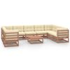 vidaXL 10-tlg. Garten-Lounge-Set mit Kissen Honigbraun Massivholz