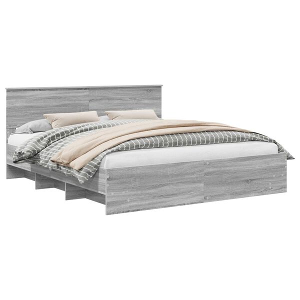 vidaXL Bettrahmen Graues Sonoma 200 x 200 cm Holzwerkstoff