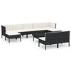 vidaXL 10-tlg. Garten-Lounge-Set mit Auflagen Poly Rattan Schwarz