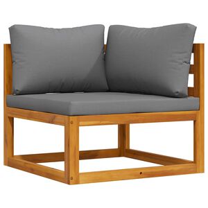 vidaXL Modular-Ecksofa mit Dunkelgrauen Kissen Akazie Massivholz