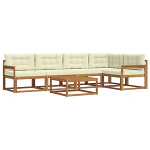 vidaXL Outdoor-Sofagarnitur mit Kissen 6 pcs Natur und Creme