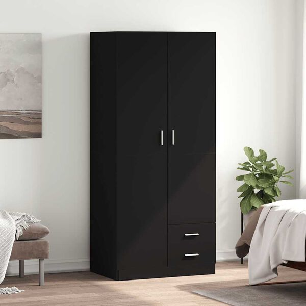vidaXL Kleiderschrank Schwarz 80x52x180 cm Holzwerkstoff