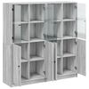 vidaXL B&uuml;cherschrank mit T&uuml;ren Grau Sonoma 136x37x142 cm Holzwerkstoff