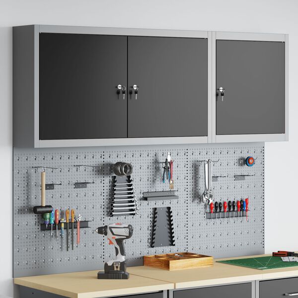 vidaXL Werkzeugschrank und Pegboard Set mit Regal 5 pcs Schwarz