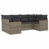 vidaXL 6-tlg. Garten-Sofagarnitur mit Kissen Grau Poly Rattan