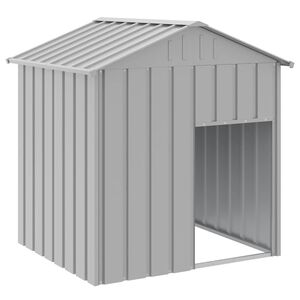 vidaXL Hundeh&uuml;tte mit Dach Hellgrau 117x103x123 cm Verzinkter Stahl