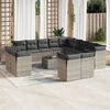 vidaXL 14-tlg. Garten-Sofagarnitur mit Kissen Grau Poly Rattan