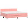 vidaXL Boxspringbett mit Matratze & LED Rosa 200x200 cm Samt