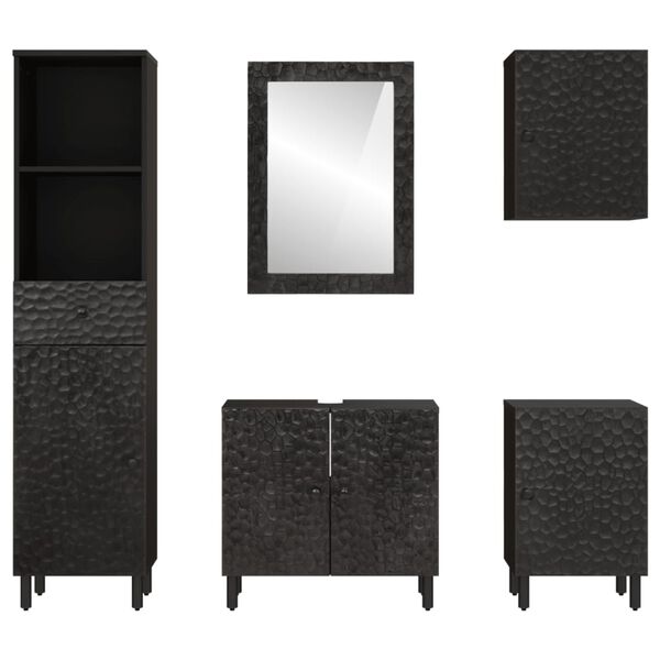 vidaXL 5-tlg. Badm&ouml;bel-Set Massivholz Mango