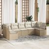 vidaXL Sofa Set mit Kissen 7 pcs Beige Poly Rattan