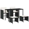 vidaXL 5-tlg. Garten-Essgruppe mit Kissen Schwarz Poly Rattan