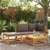 vidaXL Gartensofa mit Kissen 2-Sitzer Holz Akazie & Rattan