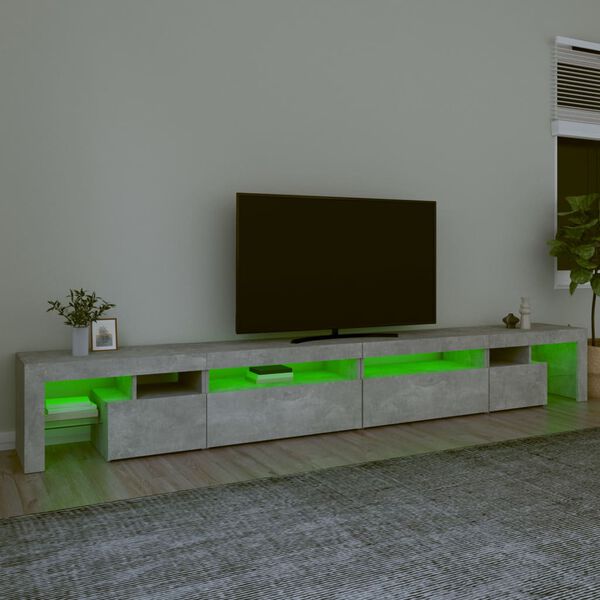 vidaXL TV-Schrank mit LED-Leuchten Betongrau 290x36,5x40 cm