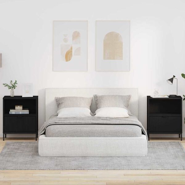 vidaXL Nachttisch 2 pcs Schwarz 49 x 36 x 61 cm Holzwerkstoff