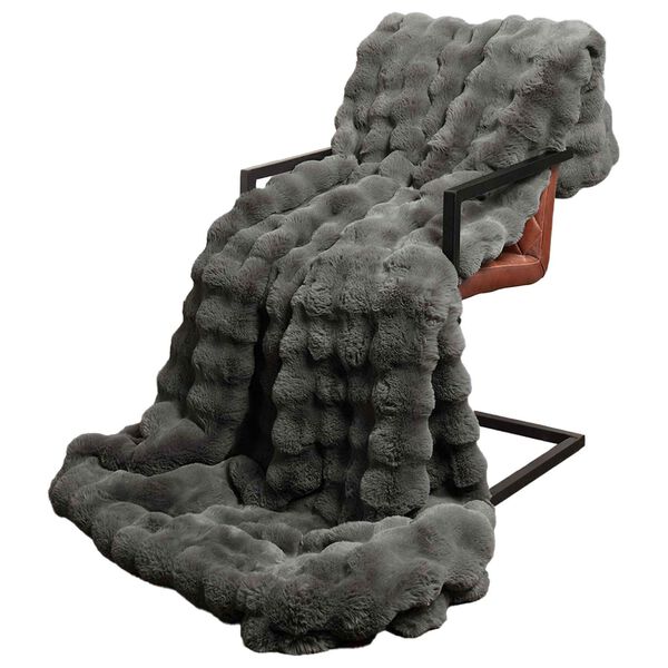 vidaXL Kunstfell Kaninchenfell Decke Dunkelgrau 240 x 270 cm Polyester