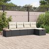 vidaXL Garten-Sofa-Set mit Kissen 5 pcs Schwarz Poly Rattan
