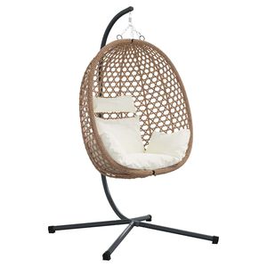vidaXL H&auml;ngendes Ei-Stuhl Hellcreme 104 x 100 x 191 cm Poly-Rattan