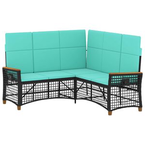 vidaXL Garten Liegesofa Set Schwarz und T&uuml;rkis 164 x 164 x 112 cm