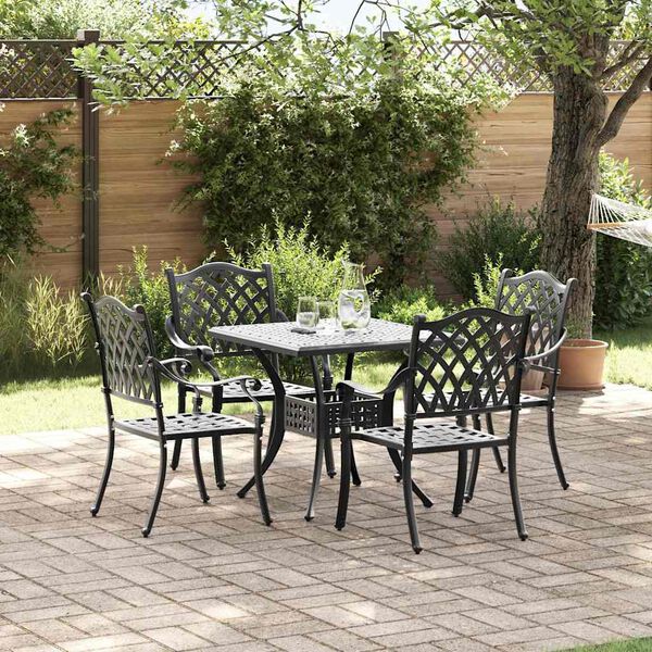 vidaXL Gartentisch Set 5 pcs Schwarz Gussaluminium