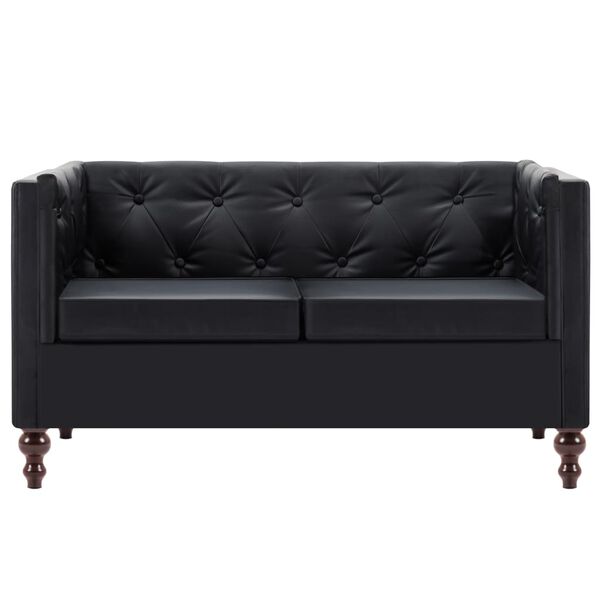 vidaXL Chesterfield-Sofa 2-Sitzer Kunstlederbezug Schwarz
