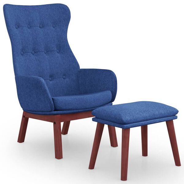 vidaXL Relaxsessel mit Hocker Blau Stoff