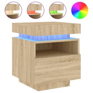 vidaXL Nachttisch mit LED-Leuchten Sonoma-Eiche 40x39x48,5 cm