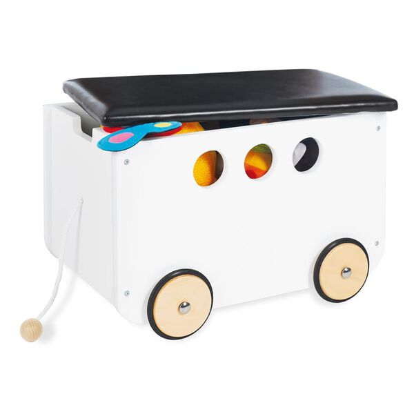 Pinolino Spielzeugkiste mit R&auml;dern Jim Wei&szlig;