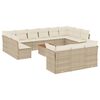 vidaXL 14-tlg. Garten-Sofagarnitur mit Kissen Beige Poly Rattan