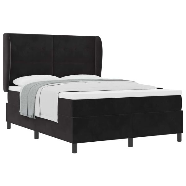 vidaXL Boxspringbett mit Matratze Schwarz 200 x 140 cm Samt