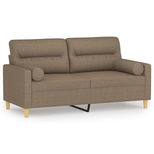 vidaXL 2-Sitzer-Sofa mit Kissen Taupe 140 cm Stoff
