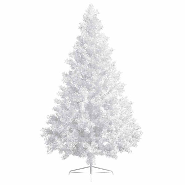 vidaXL K&uuml;nstlicher Halb-Weihnachtsbaum Beleuchtung Kugeln Wei&szlig; 210 cm