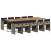 vidaXL 11-teiliges Garten-Ess-Set mit Kissen, grau, Polyrattan