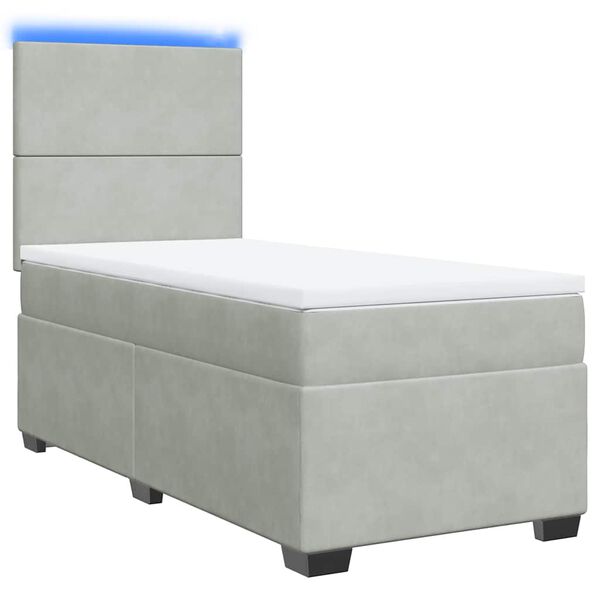 vidaXL Boxspringbett mit Matratze Hellgrau 80x200 cm Samt