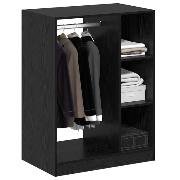 vidaXL Kleiderschrank mit Regal Schwarz Eichen-Optik 77 x 48 x 102 cm