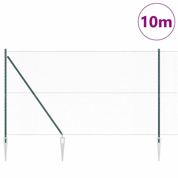 vidaXL Zaunpfosten Gr&uuml;n 10 x 1,6 m (13 mm Netz) Stahl und PVC