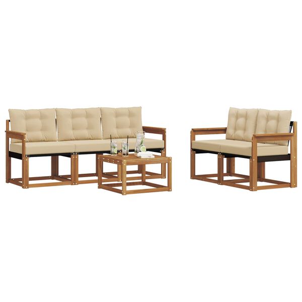 vidaXL Outdoor-Sofagarnitur mit Kissen 6 pcs Natur und Beige