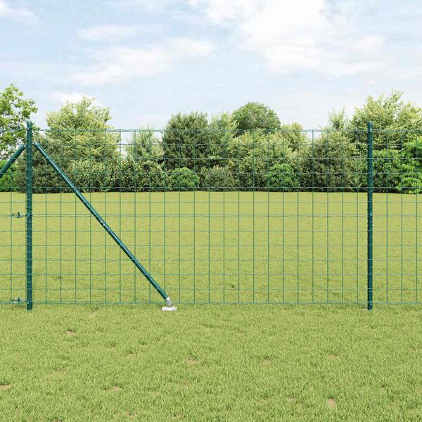 vidaXL Zaun mit Pfosten Gr&uuml;n 1,2 x 25 m Stahl