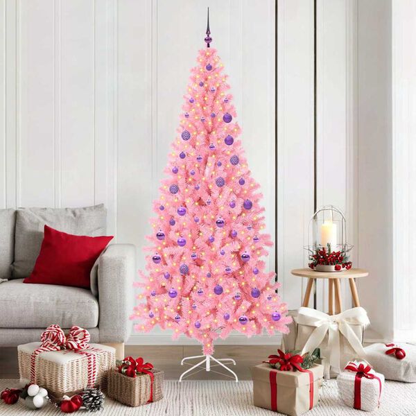 vidaXL Weihnachtsbaum mit 300 LEDs mit St&auml;nder Rosa 180 cm PVC