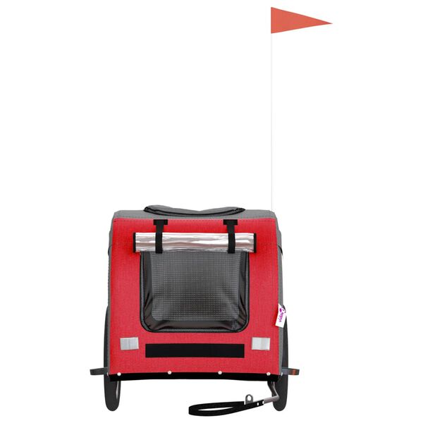 vidaXL Fahrradanhänger Hunde Rot und Grau Oxford-Gewebe & Eisen