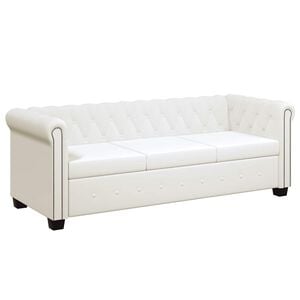 vidaXL Chesterfield-Sofa 3-Sitzer Kunstleder Wei&szlig;