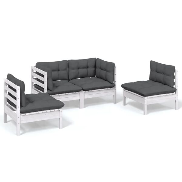 vidaXL 4-tlg. Garten-Lounge-Set mit Kissen Kiefer Massivholz