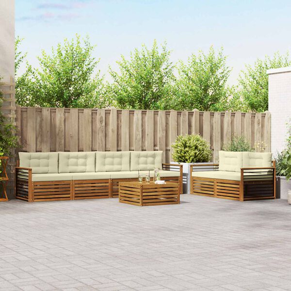 vidaXL Outdoor-Sofagarnitur mit Kissen 7 pcs Natur und Creme