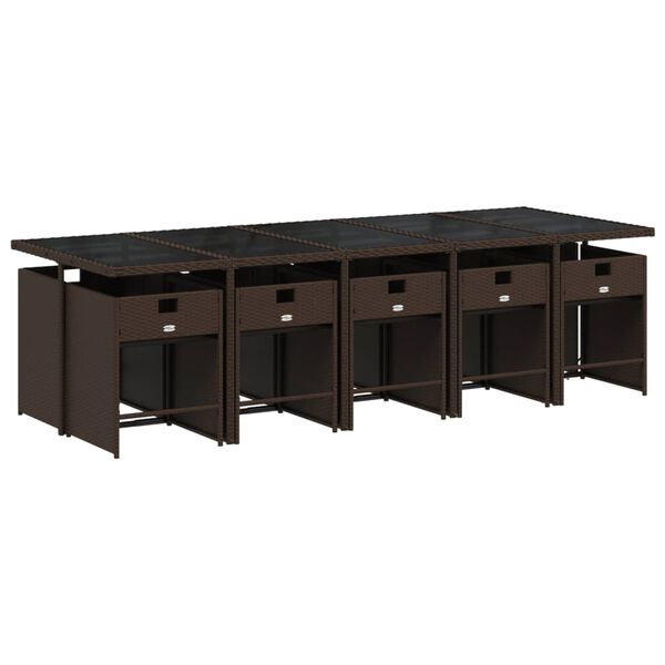 vidaXL 11-tlg. Garten-Essgruppe mit Kissen Braun Poly Rattan