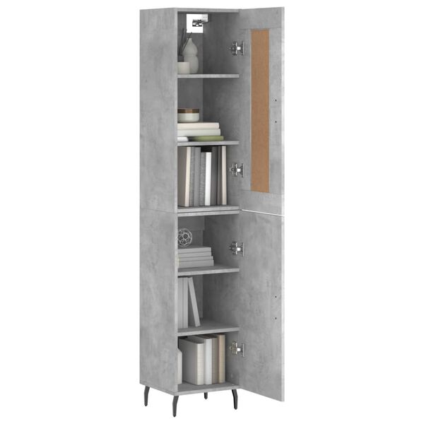 vidaXL Highboard Betongrau 34,5x34x180 cm Holzwerkstoff
