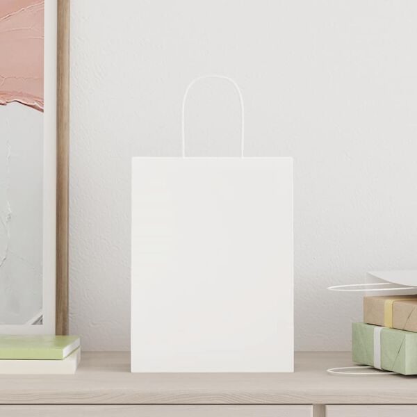 vidaXL Papiertragetaschen 250 Stk. mit Henkeln Wei&szlig; 21x11x28 cm