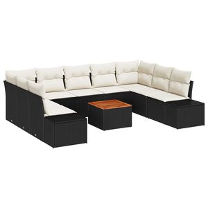 vidaXL Garten-Sofa-Set 10 pcs Schwarz und Wei&szlig;